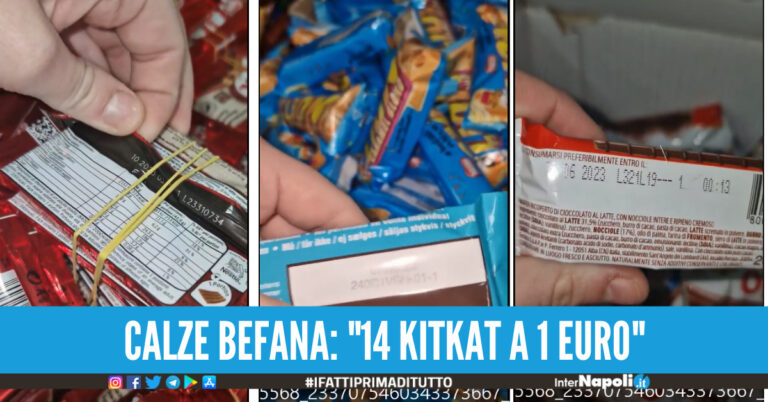 [Video]. Calza per la Befana, rischio cioccolata scaduta o contraffatta a Napoli: “14 KitKat a 1 euro, sono prodotti italiani e certificati”