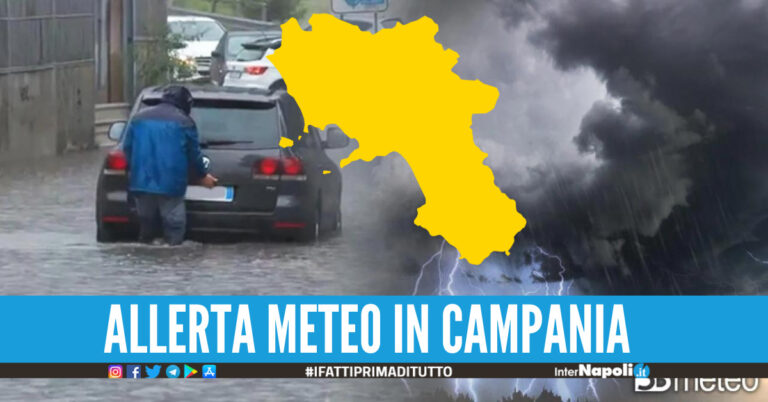 Piogge e temporali, scatta l’allerta meteo in Campania: durerà 24 ore