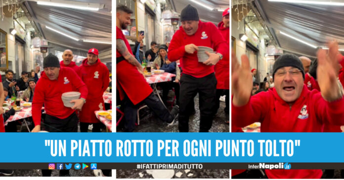 Quindici piatti rotti per festeggiare i punti di penalità alla Juve, il video di Nennella spopola sul web