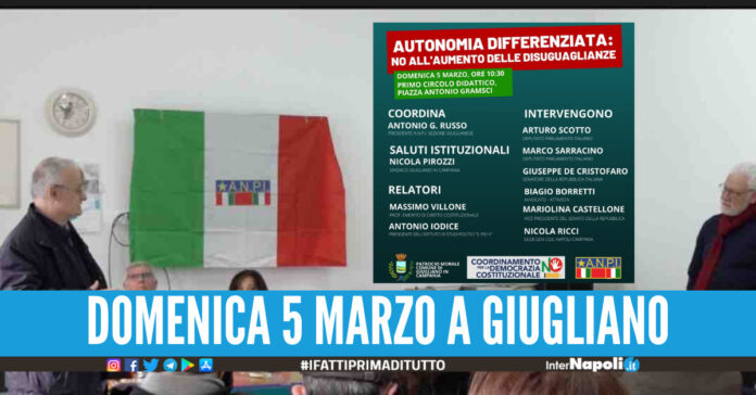 Autonomia differenziata, dibattito a Giugliano organizzata dall'Anpi