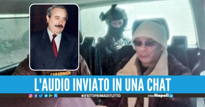 Matteo Messina Denaro il giorno dell'arresto, nel riquadro il giudice Giovanni Falcone