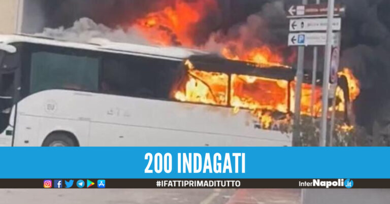 Scontri prima di Paganese-Casertana col bus in fiamme, 200 tifosi indagati