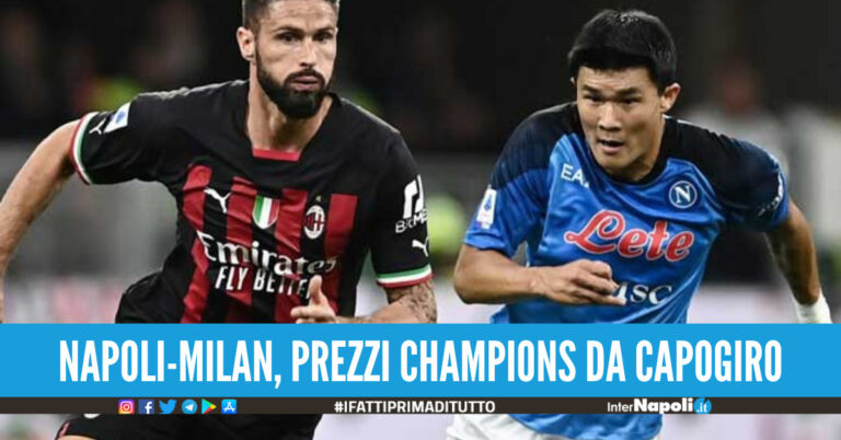Champions League Napoli-Milan, al via la vendita dei biglietti curve a 72 euro