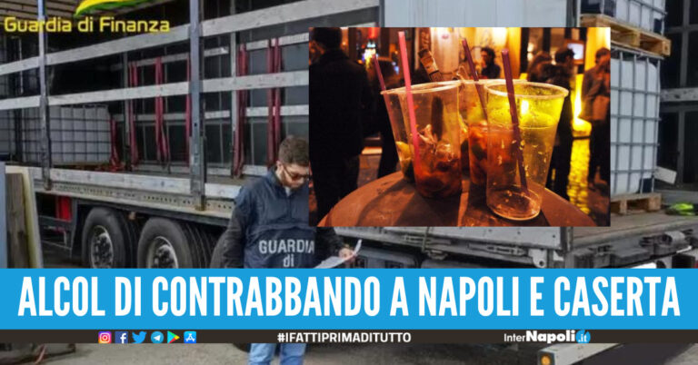 Drink tossici a Napoli e Caserta, scatta mega blitz a Giugliano: sequestrati oltre 22 mila litri di alcol di contrabbando