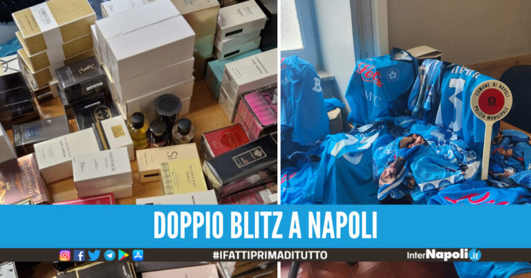 Maglie del Napoli ‘pezzotte’ e profumi dal valore di oltre 40mila euro: maxi sequestro