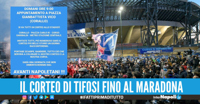 napoli-salernitana corteo tifosi