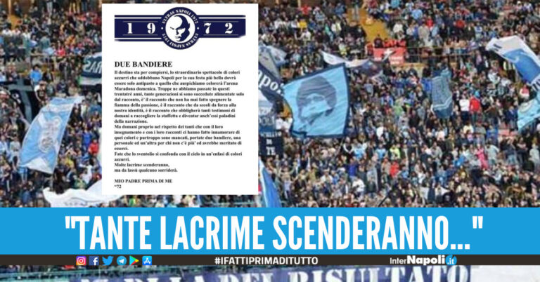 La Curva B lancia un appello: “Portate due bandiere, una per voi e un’altra per chi non c’è più”