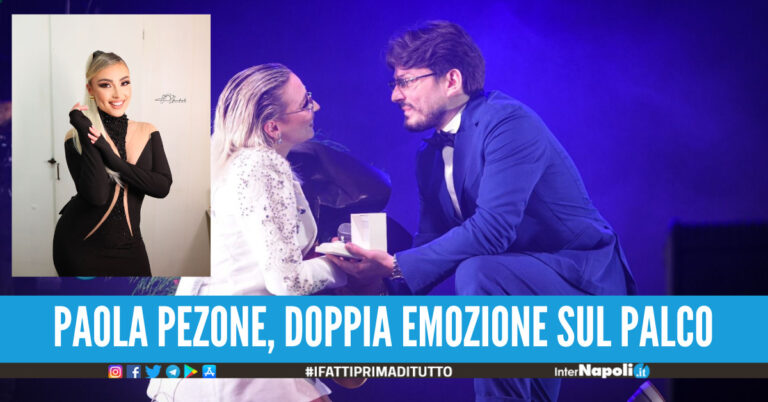 Paola Pezone, doppia emozione sul palco successo per il concerto e proposta di matrimonio del suo amore Raffaele