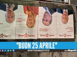 Affisse a Napoli le foto a testa in giù di Meloni e La Russa