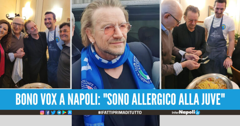 Bono Vox festeggia il suo 63esimo compleanno a Napoli, sciarpa azzurra e cena da Mimì alla Ferrovia