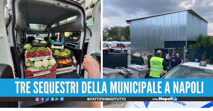 Cibo, vestiti, scarpe, parcheggio e autolavaggio abusivi sequestri della Municipale a Napoli
