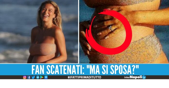 Diletta Leotta sfoggia il pancione in spiaggia, c'è il dettaglio luccicante