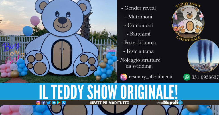 Impazza il 'Teddy Shower', il gender reveal a tema orso ideato per la prima volta da Giovanni Penza di 'Rosmary Allestimenti'