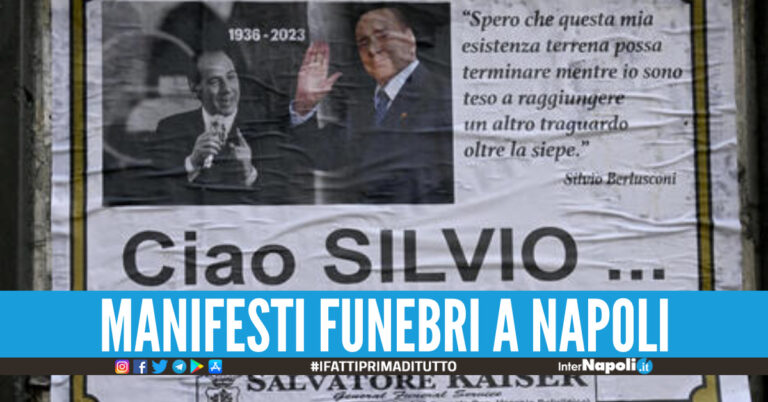 Manifesto funebre Berlusconi Napoli