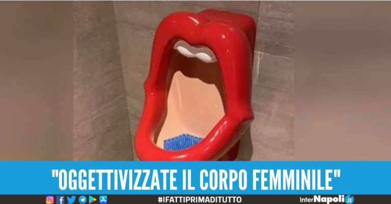 E' polemica sugli orinatoi a forma di bocca di donna in una palestra di Torino.