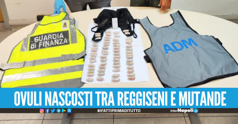 Donna arrestata all'aeroporto di Capodichino, nascondeva 62 ovuli di droga dal valorfe di oltre 100mila euro