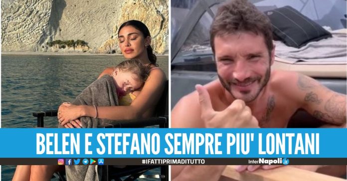 Vite e vacanze separate per Belen e Stefano lei in piscina con Elio, lui in barca con una donna