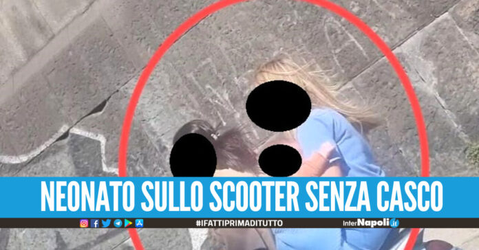 Ancora inciviltà a Napoli, genitori con neonato in scooter senza casco