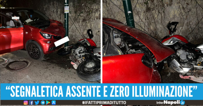 scontro auto moto napoli