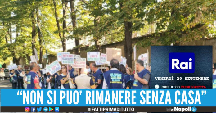 Ferma le ruspe, manifestazione alla Rai a Napoli contro l'abbattimento delle case abusive