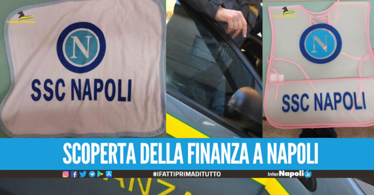 Blitz in un deposito, maxi sequestro di oltre 2300 prodotti del Calcio Napoli contraffatti