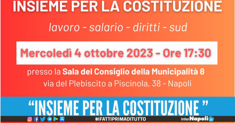 ‘Insieme per la Costituzione’: domani il dibattito dell’Associazione Merqurio presso l’ottava Municipalità