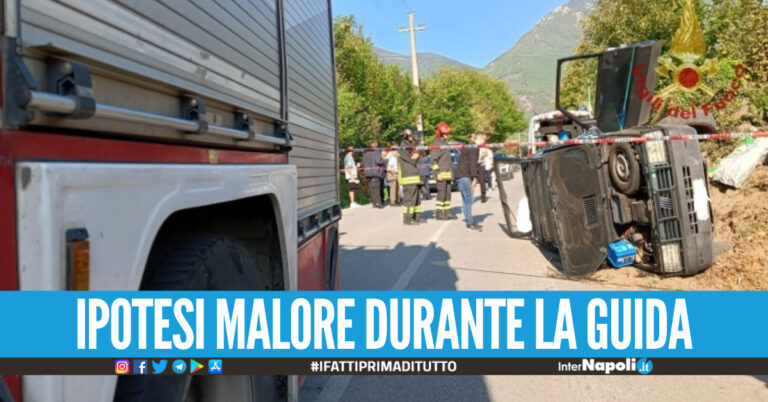 Dramma in Campania, perde il controllo dell’auto e si ribalta: muore 65enne