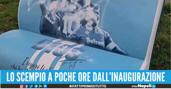 panchina maradona giugliano vandalizzata