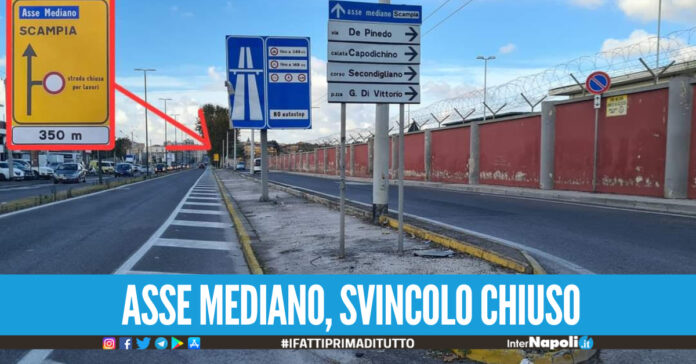 Asse mediano, chiuso svincolo MianoVia Masoni ma il cartello è posizionato in modo errato