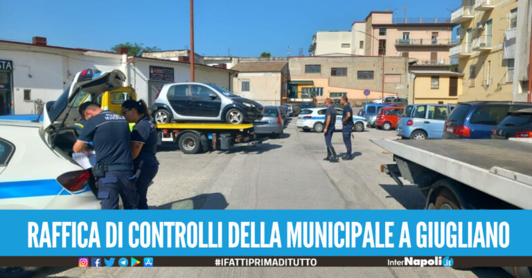 Task force della Municipale a Giugliano, sequestrate decine di auto senza revisione e assicurazione
