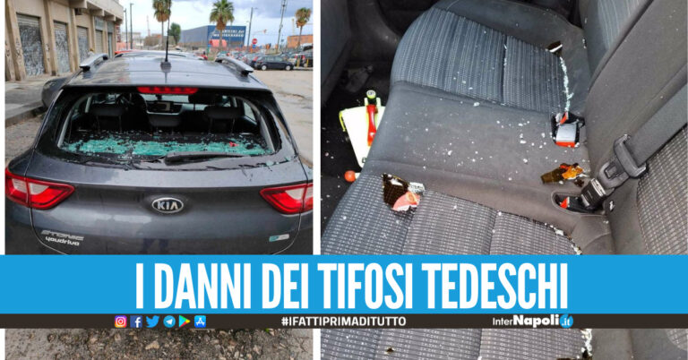 Scooter ed auto parcheggiate in strada vandalizzate dai tifosi tedeschi a Napoli. “Ora chi ci paga i danni?”