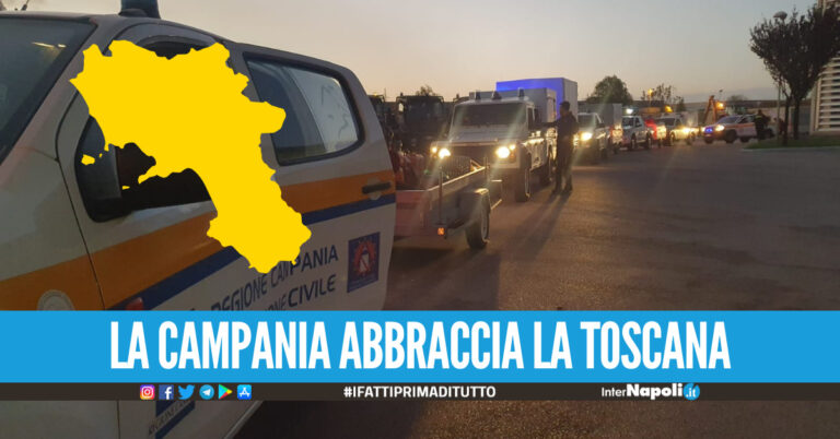 Il grande cuore della Campania 27volontari, 9 mezzi speciali e aiuti per la Toscana flagellata dall'alluvione