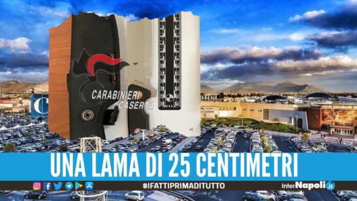 Sorpreso con il coltello nel parcheggio del Centro Campania, 19enne denunciato.