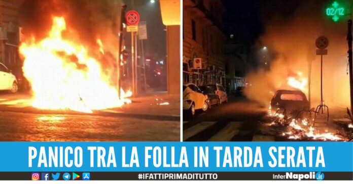 auto in fiamme vomero