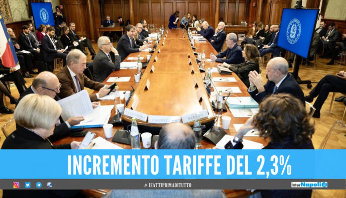 incremento tariffe del 2,3%