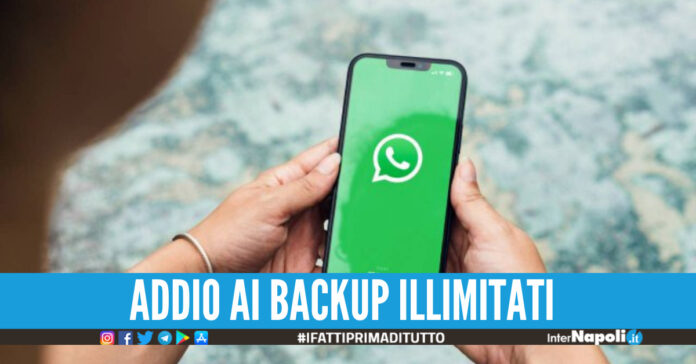 Whastapp: per fine anno dirà addio ai backup illimitati su Drive