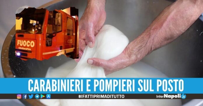 Incendio nella notte a Cardito, danneggiati i container del caseificio