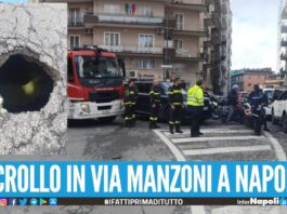 Paura a Napoli, crolla collettore fognario: si apre mini voragine in via Manzoni
