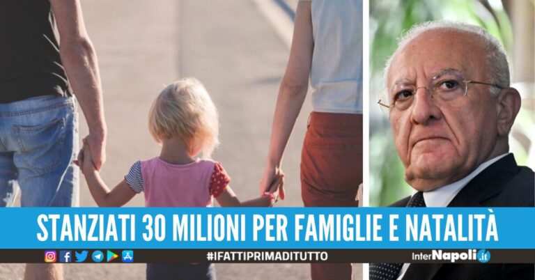 Sostegni per natalità e famiglie in Campania, bonus di 600 euro per il secondo figlio