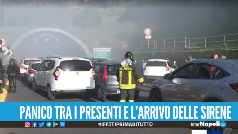 Il fumo invade la Tangenziale di Napoli, fuga a piedi degli automobilisti