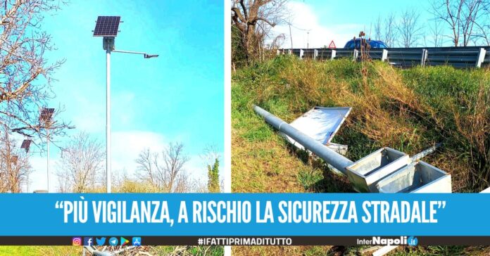 Assurdo a Giugliano, in 10 giorni rubati ben 7 pali dell’illuminazione pubblica