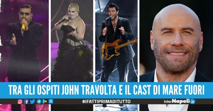 In ordine da sinistra: Geolier, BigMama, The Kolors e John Travolta