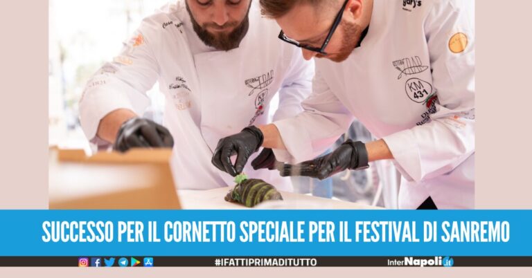 La Campania a Sanremo vince anche a tavola, grande successo per il cornetto degli chef Rosario Amato e Cristian Oliviero