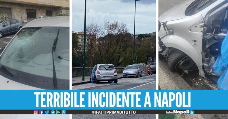 Napoli, grave incidente in via Caravaggio auto si schianta sul marciapiede