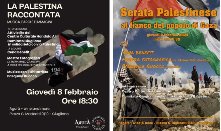 La Palestina raccontata: musica, storia e immagini. Giovedì 8 febbraio appuntamento all’Agorà col Centro Culturale Handala Ali