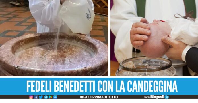 Assurdo durante la messa in provincia di Napoli, fedeli benedetti con la candeggina al posto dell'acqua santa