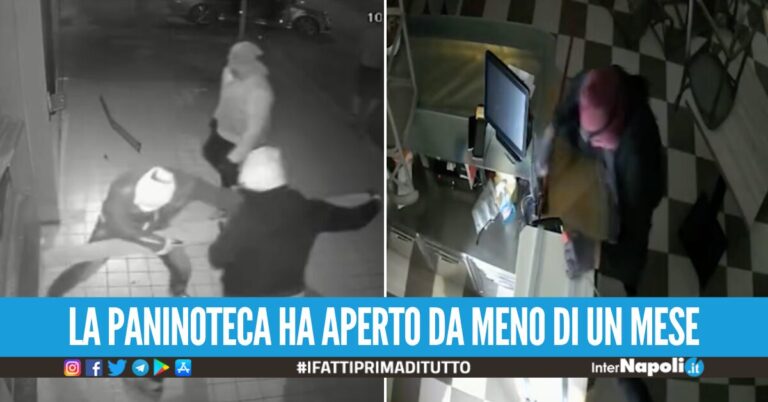 VIDEO. Raid da ‘Mr Panino Lab’ ad Aversa, ladri in fuga con le casse: “10mila euro di danni”