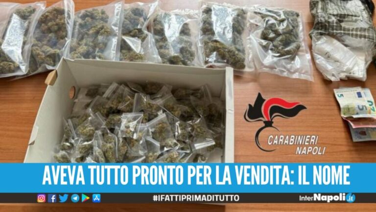 Arrestato tra le scale del palazzo a Napoli, nascondeva oltre mezzo kg di marijuana