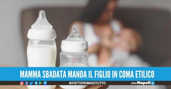 mette il vino nel biberon