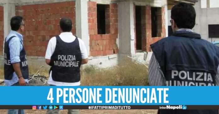 Blitz della Municipale a Giugliano, scoperta intera palazzina abusiva in via Oasi del Sacro Cuore